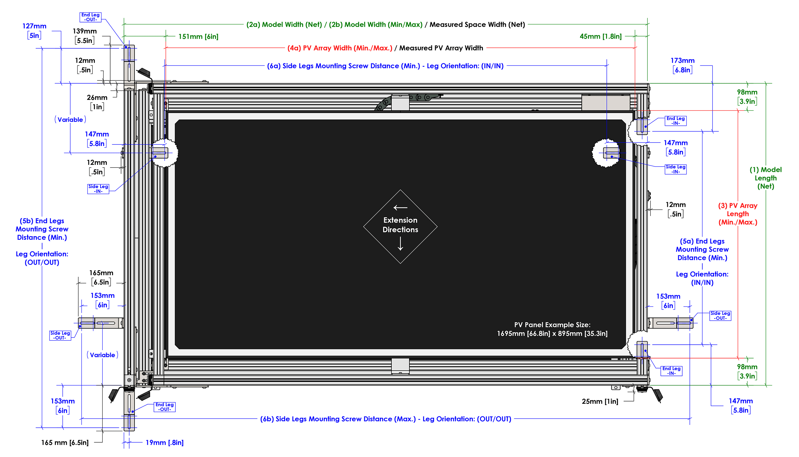 Model Sizing Chart Drawing: SR1-3DR w/Glider Bearing