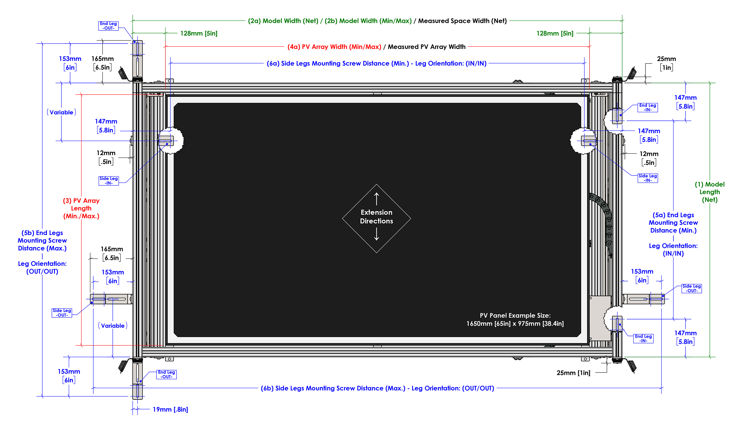 Model Sizing Chart Drawing: SR1-3DS w/Roller Bearing
